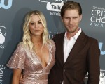 Kaley Cuoco and Karl Cook attend the 23rd Annual Critics' Choice Awards at Barker Hangar in Santa Monica, Los Angeles, USA, on 11 January 2018. Photo: Hubert Boesl - NO WIRE SERVICE - Photo: Hubert Boesl/