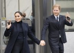 Prince Harry and Meghan Markle are seen after a visit to One World Observatory with Governor Hochul and Mayor de Blasio