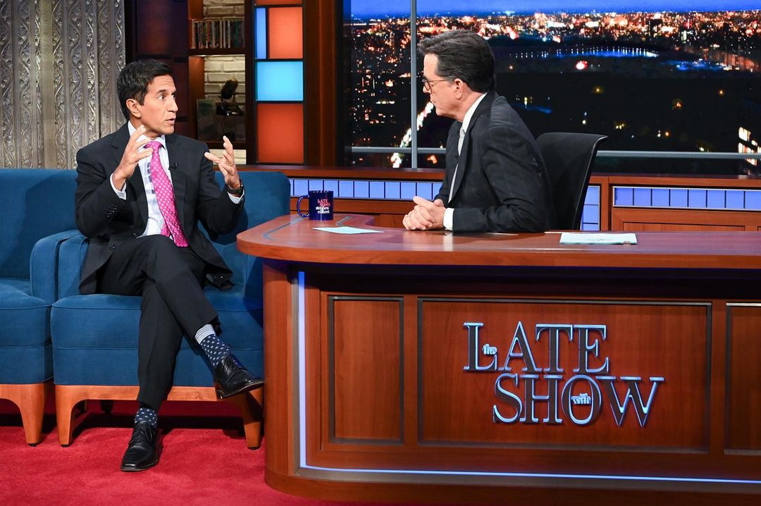 Dr. Gupta on Colbert, via Instagram