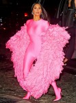 Kim Kardashian is a goddess in all pink as she arrives at the SNL after party at the ZeroBond