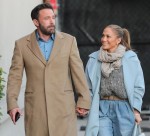 Ben Affleck and Jennifer Lopez hold hands arriving at Jimmy Kimmel Live!